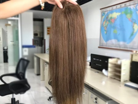 Full Fish Net Topper High Density Human Hair Women Toupee Breathable Natural Strong Base