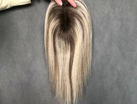 European Rremy Human Hair Topper Mono Bbase Highlight Ccolor