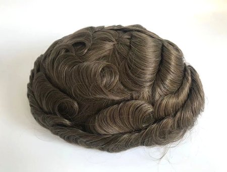 Full Swiss Human Hair Men Toupee With Knots Bleached