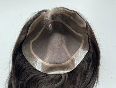 Custom Order Women Remy Hairpiece Fine Mono,Folded French Lace Front With Hair