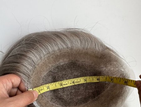 Custom Order Men Hairpiece M-Mesh Center Double Glass Silk Overlapping PU